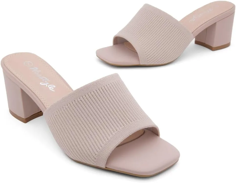 Herstyle Women's Low Heel Slip-On Heeled Mules 2025, Chunky Block Heeled Sandals & Dressy Small Heels, Square Toe | Comfortable Casual Slides for Everyday, Party & Wedding