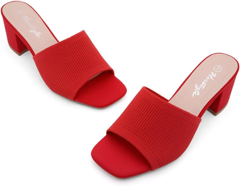 Herstyle Women's Low Heel Slip-On Heeled Mules 2025, Chunky Block Heeled Sandals & Dressy Small Heels, Square Toe | Comfortable Casual Slides for Everyday, Party & Wedding
