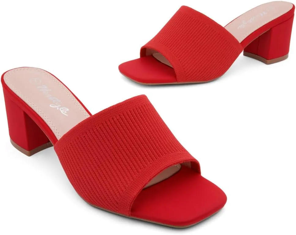 Herstyle Women's Low Heel Slip-On Heeled Mules 2025, Chunky Block Heeled Sandals & Dressy Small Heels, Square Toe | Comfortable Casual Slides for Everyday, Party & Wedding