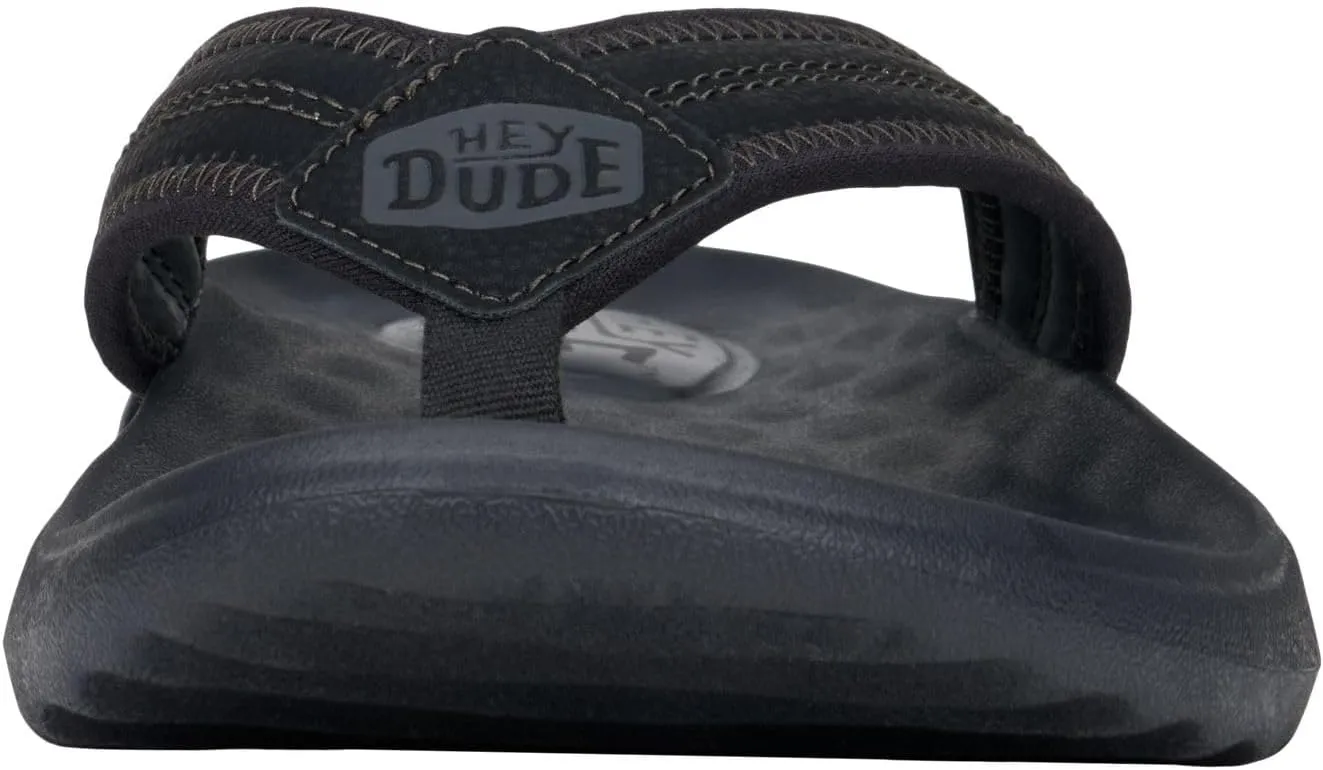 Hey Dude Men's Myers Flip Classic Black/Black | Men's Shoes | Men Slip-on Sandals | Comfortable & Light-Weight