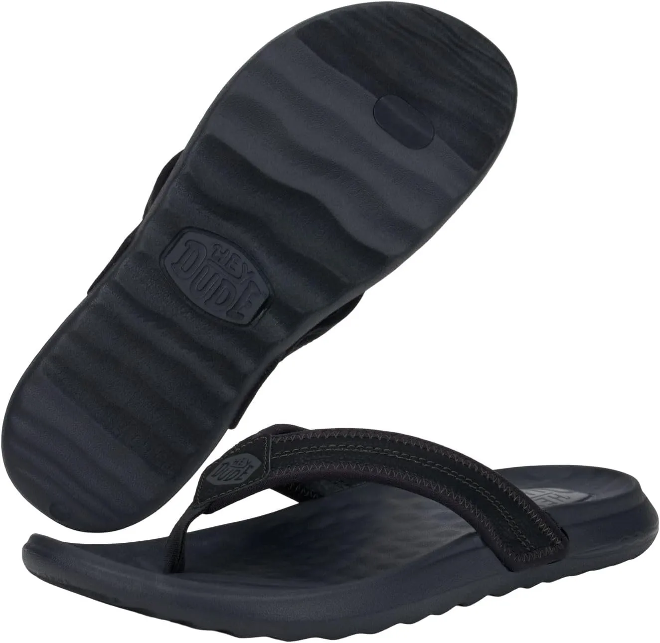 Hey Dude Men's Myers Flip Classic Black/Black | Men's Shoes | Men Slip-on Sandals | Comfortable & Light-Weight