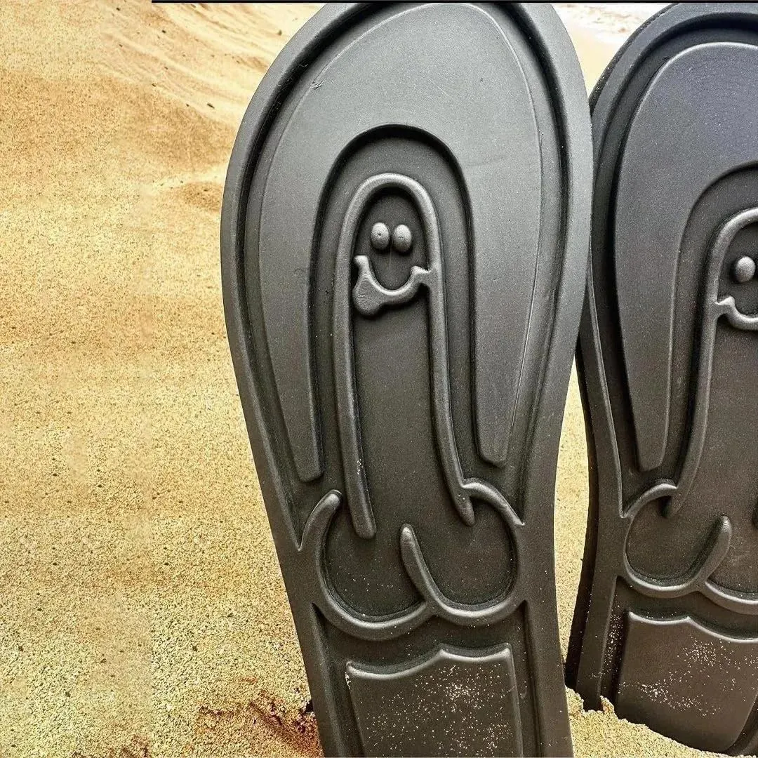 Hidden Shaped Flops, Hidden Pencil Flip Flops Funny Print Flip Flops for Women Men,Summer Beach Comfort Quick-Dry Non Slip Sandal, Black