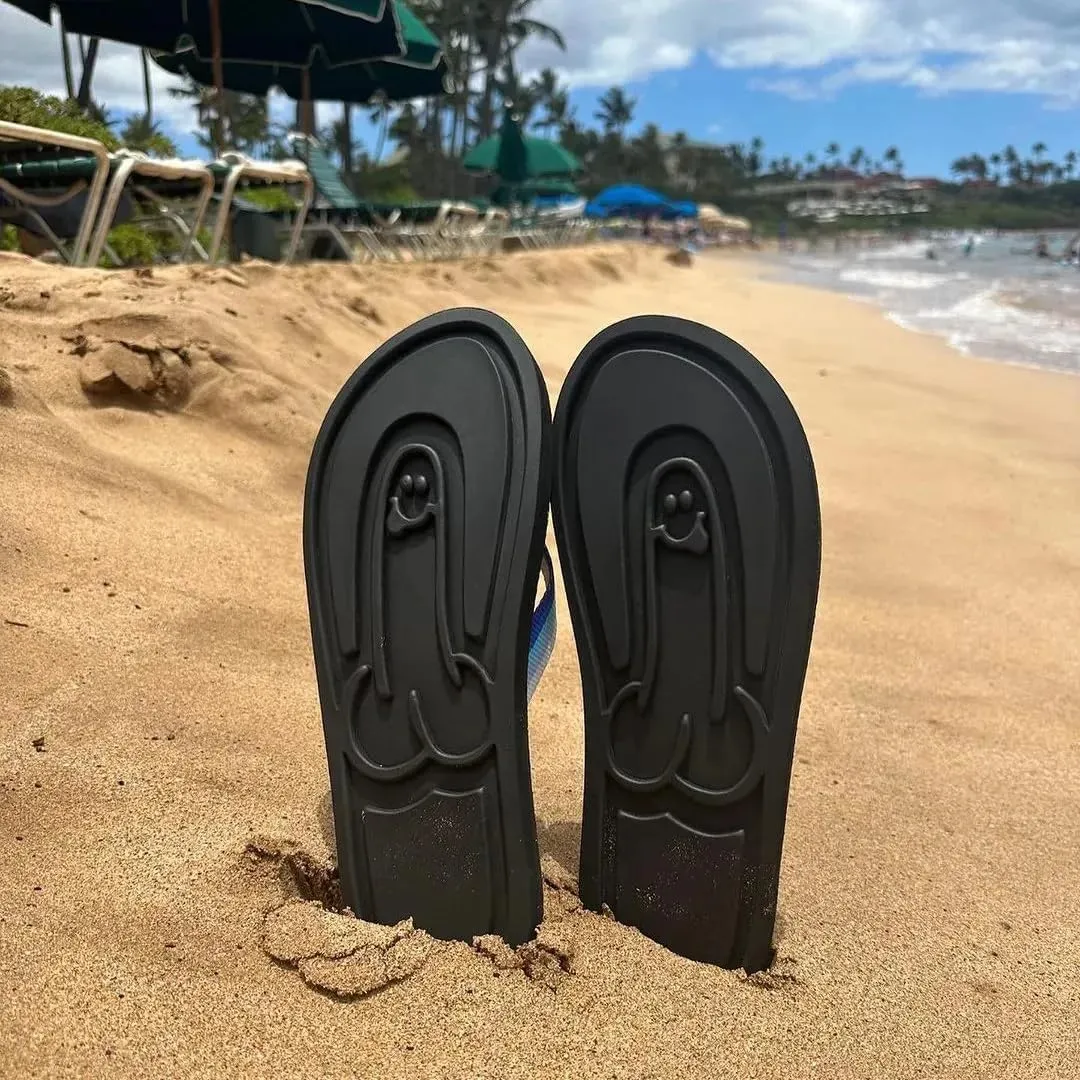 Hidden Shaped Flops, Hidden Pencil Flip Flops Funny Print Flip Flops for Women Men,Summer Beach Comfort Quick-Dry Non Slip Sandal, Black