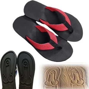 Hidden Shaped Flops, Hidden Pencil Flip Flops Funny Print Flip Flops for Women Men,Summer Beach Comfort Quick-Dry Non Slip Sandal, Black