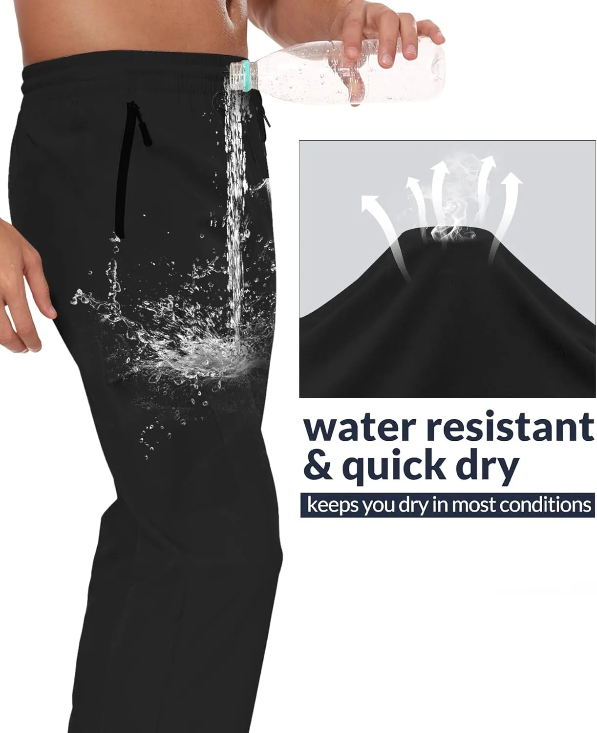Hiking Pants Men Water Resistant Cargo Pants Lightweight Travel Pants with Zipper Pockets for Work Fishing Outdoor QYY24011