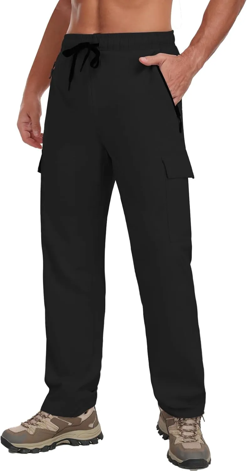 Hiking Pants Men Water Resistant Cargo Pants Lightweight Travel Pants with Zipper Pockets for Work Fishing Outdoor QYY24011