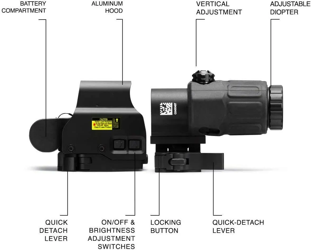 Holographic Sights   3X Magnifier Combo Airsoft Green&Red dot Sight with 20mm Switch to Side Quick Detachable QD Mount