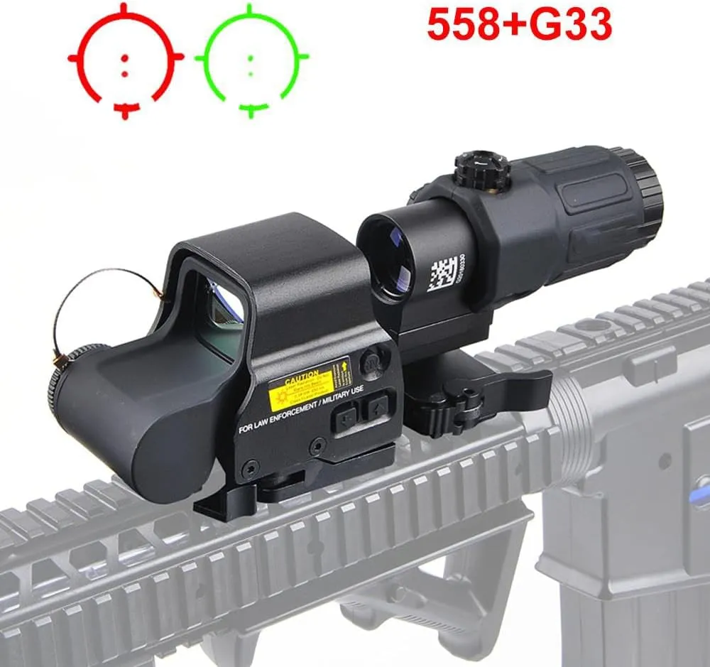 Holographic Sights   3X Magnifier Combo Airsoft Green&Red dot Sight with 20mm Switch to Side Quick Detachable QD Mount