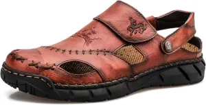 Honeystore Men's Hollow Slip-on Sandals Leather Plus Size Shoes Casual