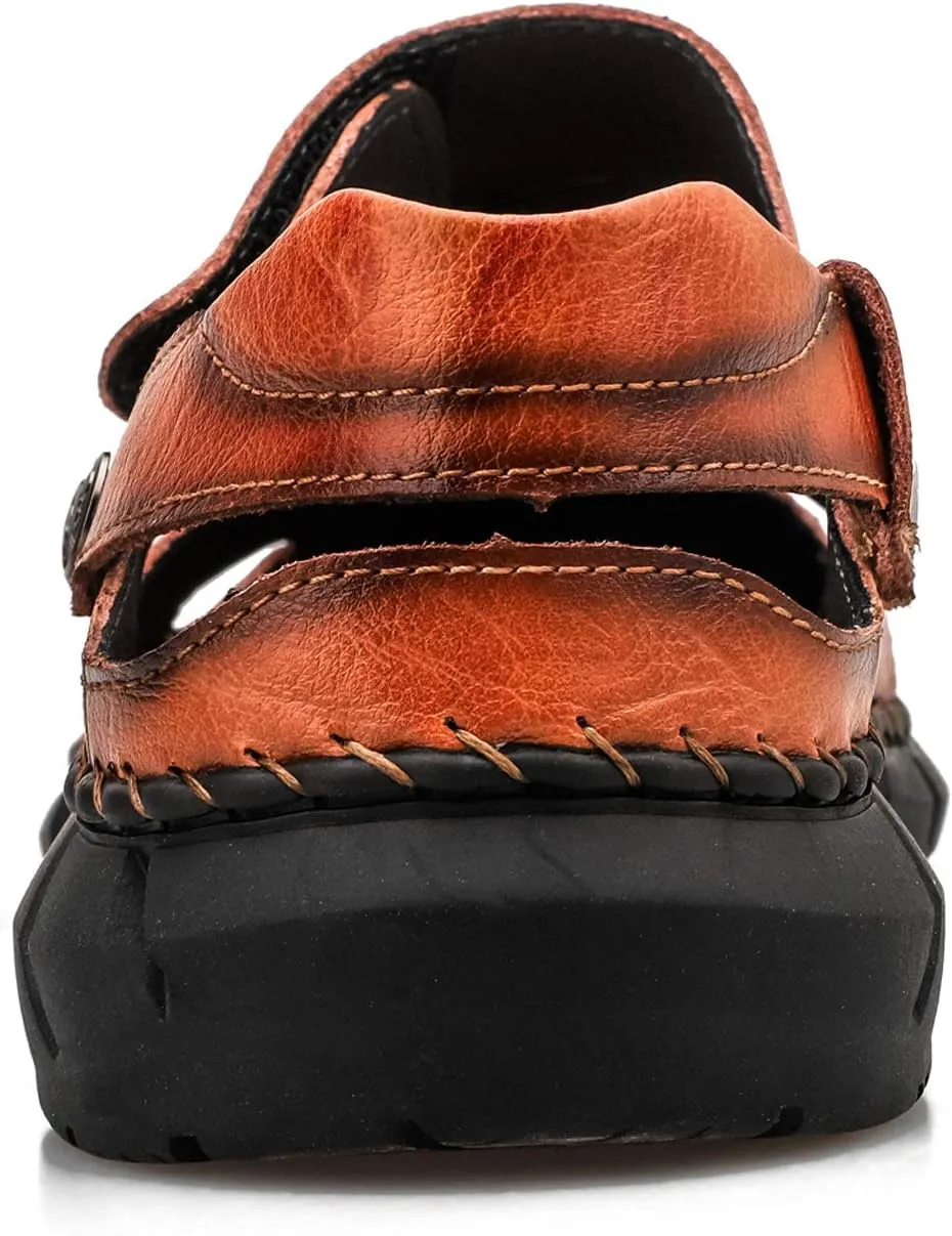 Honeystore Men's Hollow Slip-on Sandals Leather Plus Size Shoes Casual