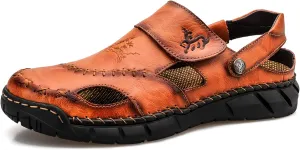 Honeystore Men's Hollow Slip-on Sandals Leather Plus Size Shoes Casual