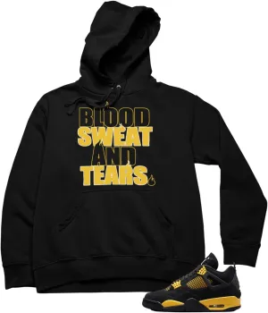 Hoodie To Match Jordan 4 Thunder Colors, Men's Hooded Sweatshirt Urban Clothing