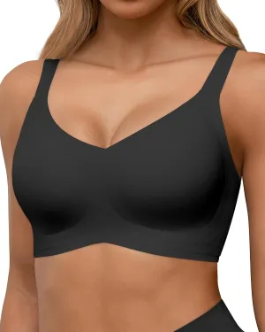 HORISUN Seamless Bras Full Coverage Wireless Push Up Bra for Women No Underwire Comfort V Neck Bralettes with Support