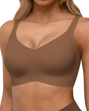 HORISUN Seamless Bras Full Coverage Wireless Push Up Bra for Women No Underwire Comfort V Neck Bralettes with Support