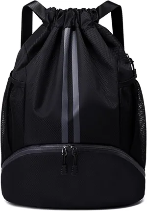 HUA ANGEL Waterproof Drawstring Backpack Lightweight Nylon Gym Bag with Shoe Compartment for Travel Swimming Sports Outdoor