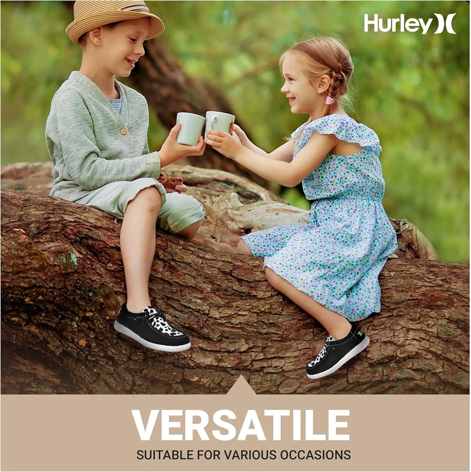 Hurley Kids Elastic Lace Loafers, Canvas Shoes for Boys & Girls - Comfortable, Durable, Stylish - Kid's Fashion Sneakers, Wide Toe Shoes for Everyday Wear