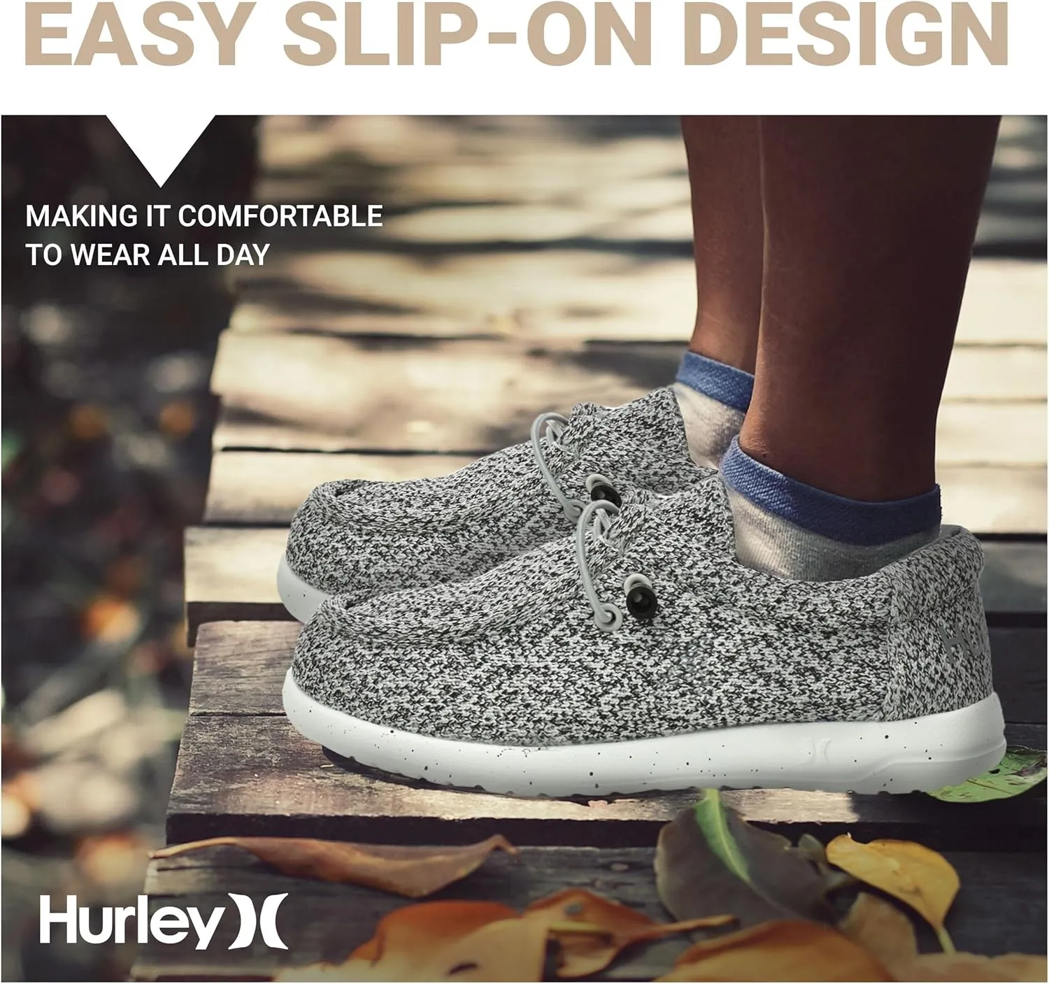 Hurley Kids Elastic Lace Loafers, Canvas Shoes for Boys & Girls - Comfortable, Durable, Stylish - Kid's Fashion Sneakers, Wide Toe Shoes for Everyday Wear