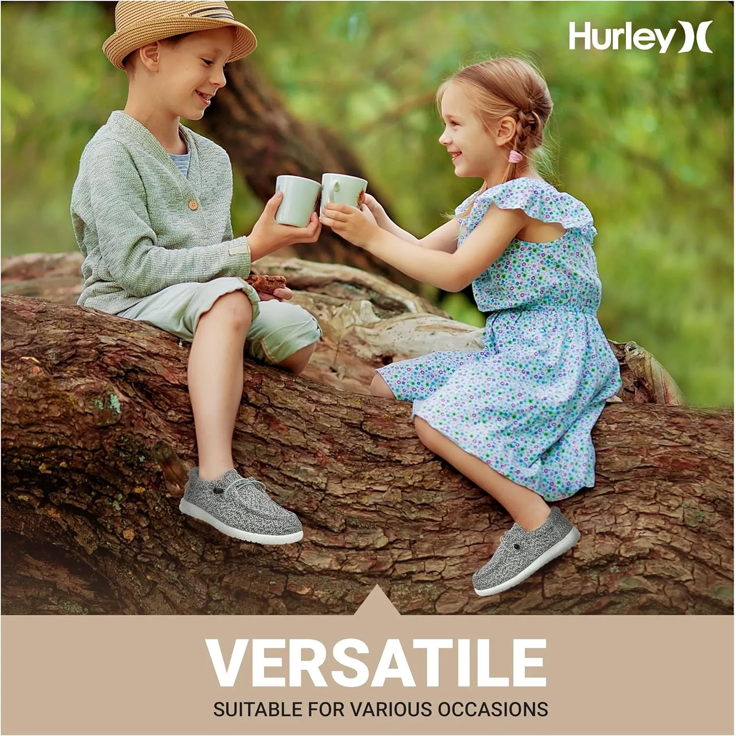 Hurley Kids Elastic Lace Loafers, Canvas Shoes for Boys & Girls - Comfortable, Durable, Stylish - Kid's Fashion Sneakers, Wide Toe Shoes for Everyday Wear