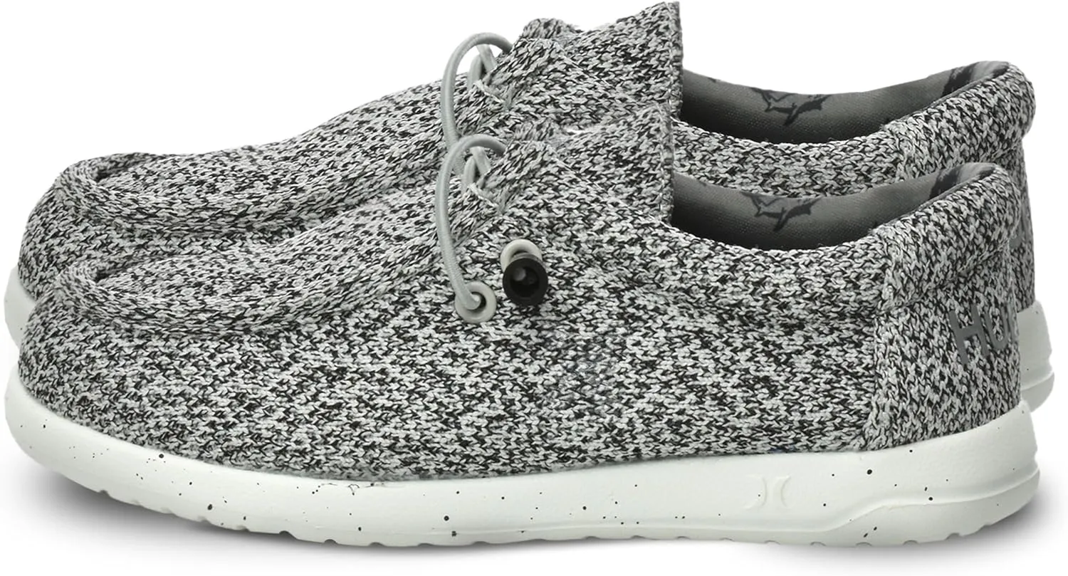 Hurley Kids Elastic Lace Loafers, Canvas Shoes for Boys & Girls - Comfortable, Durable, Stylish - Kid's Fashion Sneakers, Wide Toe Shoes for Everyday Wear