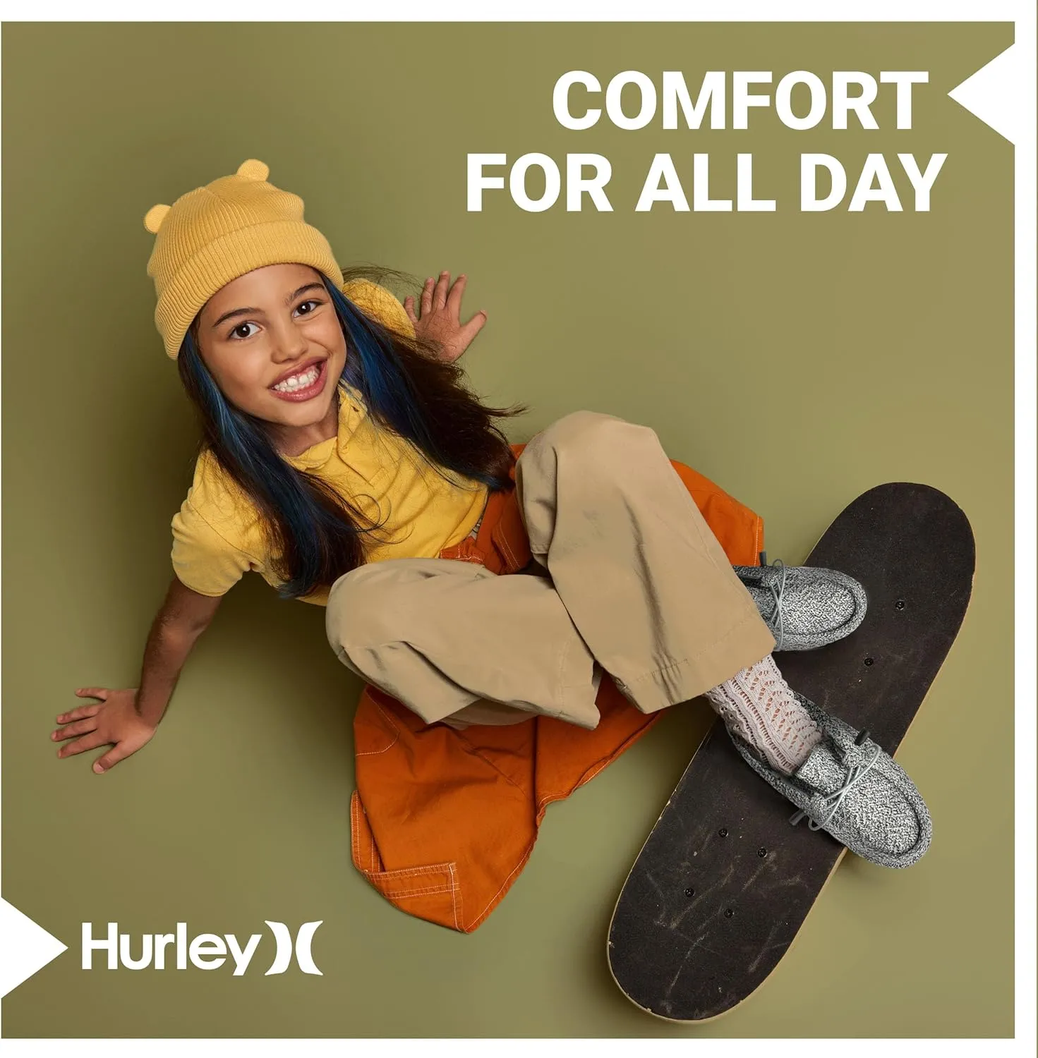 Hurley Kids Elastic Lace Loafers, Canvas Shoes for Boys & Girls - Comfortable, Durable, Stylish - Kid's Fashion Sneakers, Wide Toe Shoes for Everyday Wear