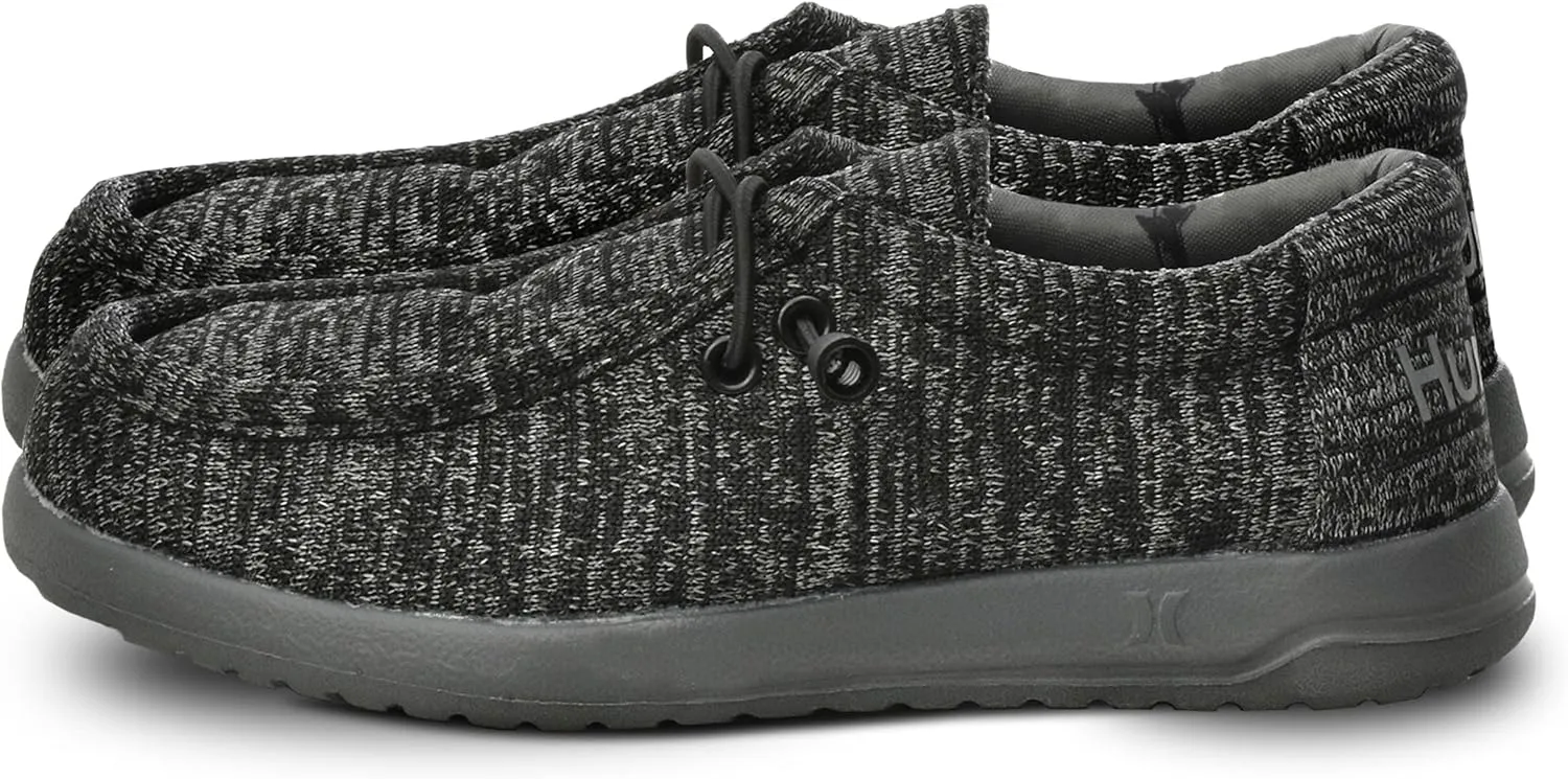Hurley Kids Elastic Lace Loafers, Canvas Shoes for Boys & Girls - Comfortable, Durable, Stylish - Kid's Fashion Sneakers, Wide Toe Shoes for Everyday Wear