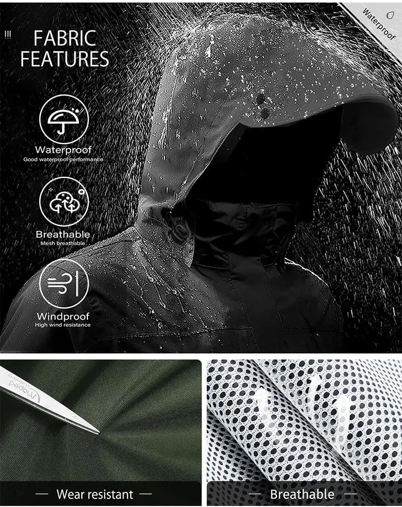 iCreek Rain Suit Waterproof Jacket with Pants 2 Pieces Breathable Lightweight Packable Raincoat with Hooded Rain Gear Unisex