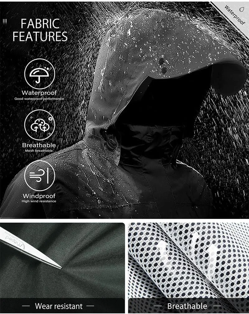 iCreek Rain Suit Waterproof Jacket with Pants 2 Pieces Breathable Lightweight Packable Raincoat with Hooded Rain Gear Unisex