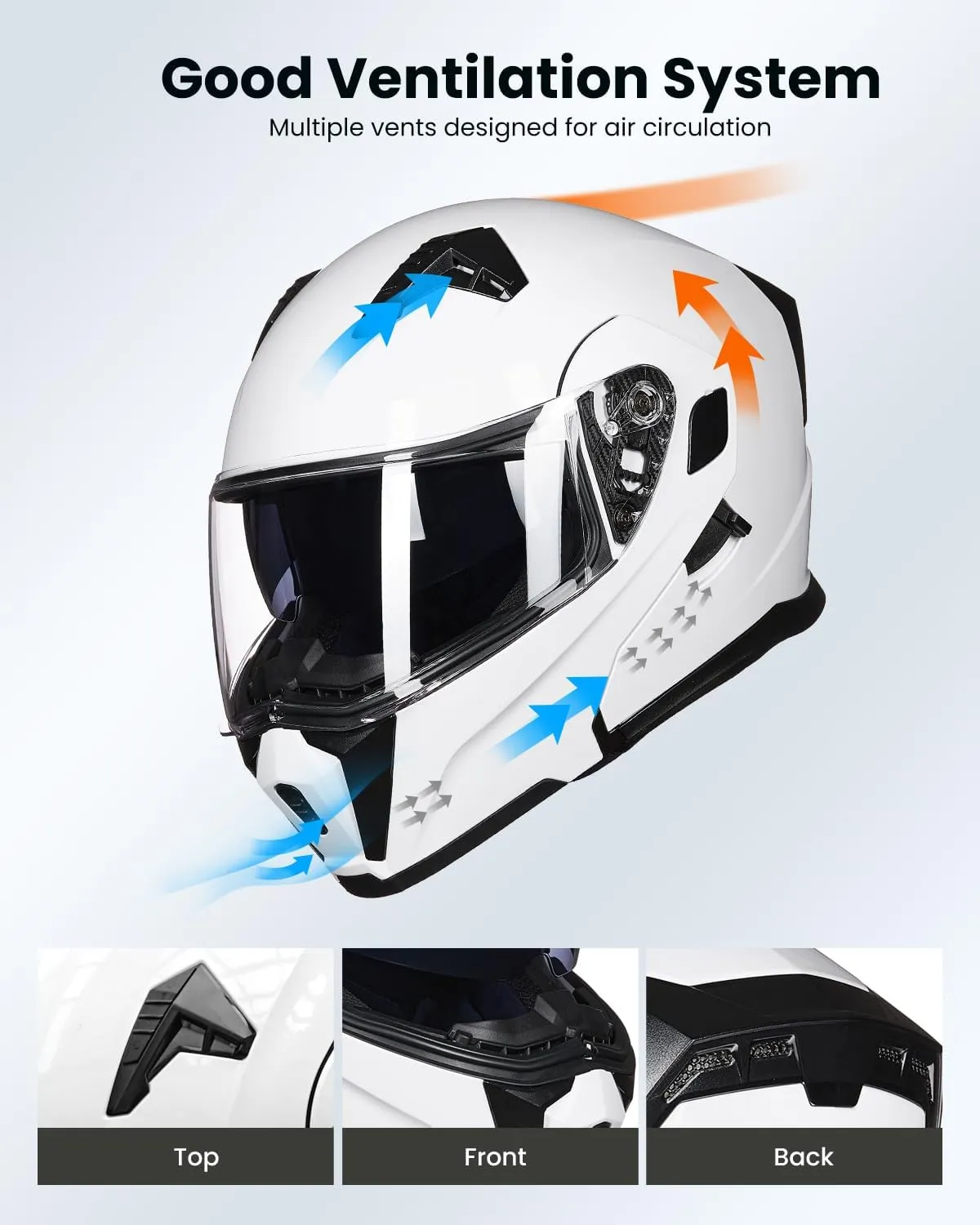 ILM Motorcycle Modular Full Face Helmet for Adult Flip up Dual Visor LED Tail Light Optional DOT