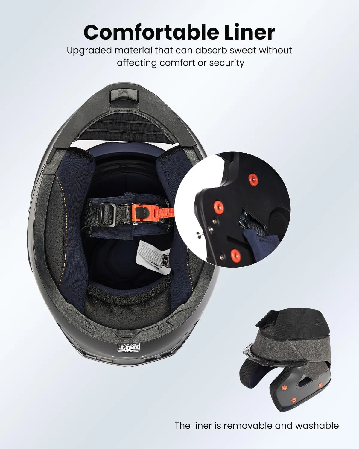 ILM Motorcycle Modular Full Face Helmet for Adult Flip up Dual Visor LED Tail Light Optional DOT