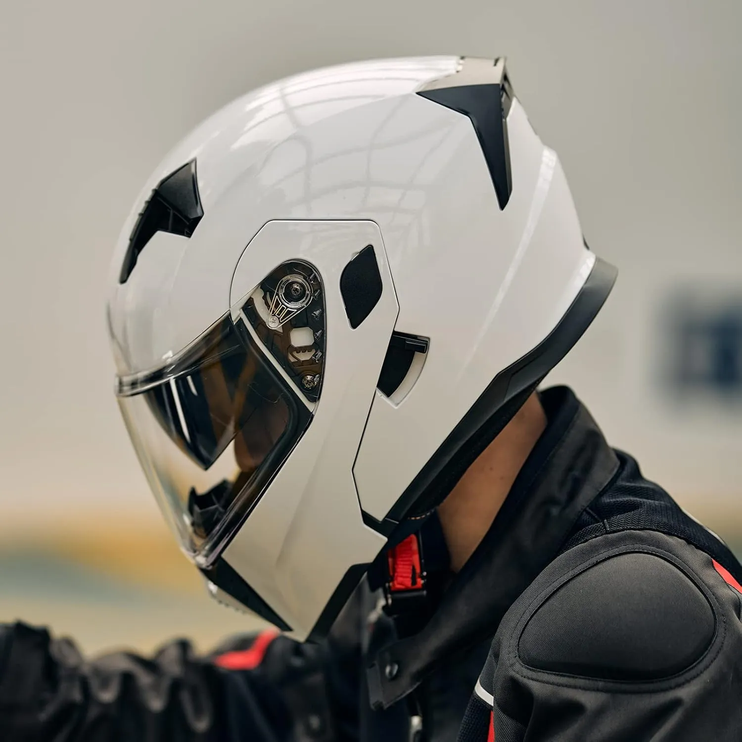 ILM Motorcycle Modular Full Face Helmet for Adult Flip up Dual Visor LED Tail Light Optional DOT