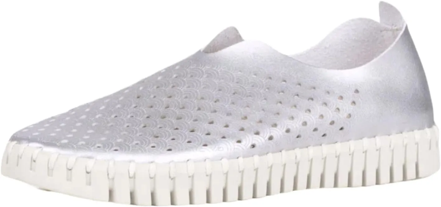 Ilse Jacobsen HORNBÆK Women's Tulip 3576 Flat | Slip-On | Low-Top | Silver | 38 EU/8 M US