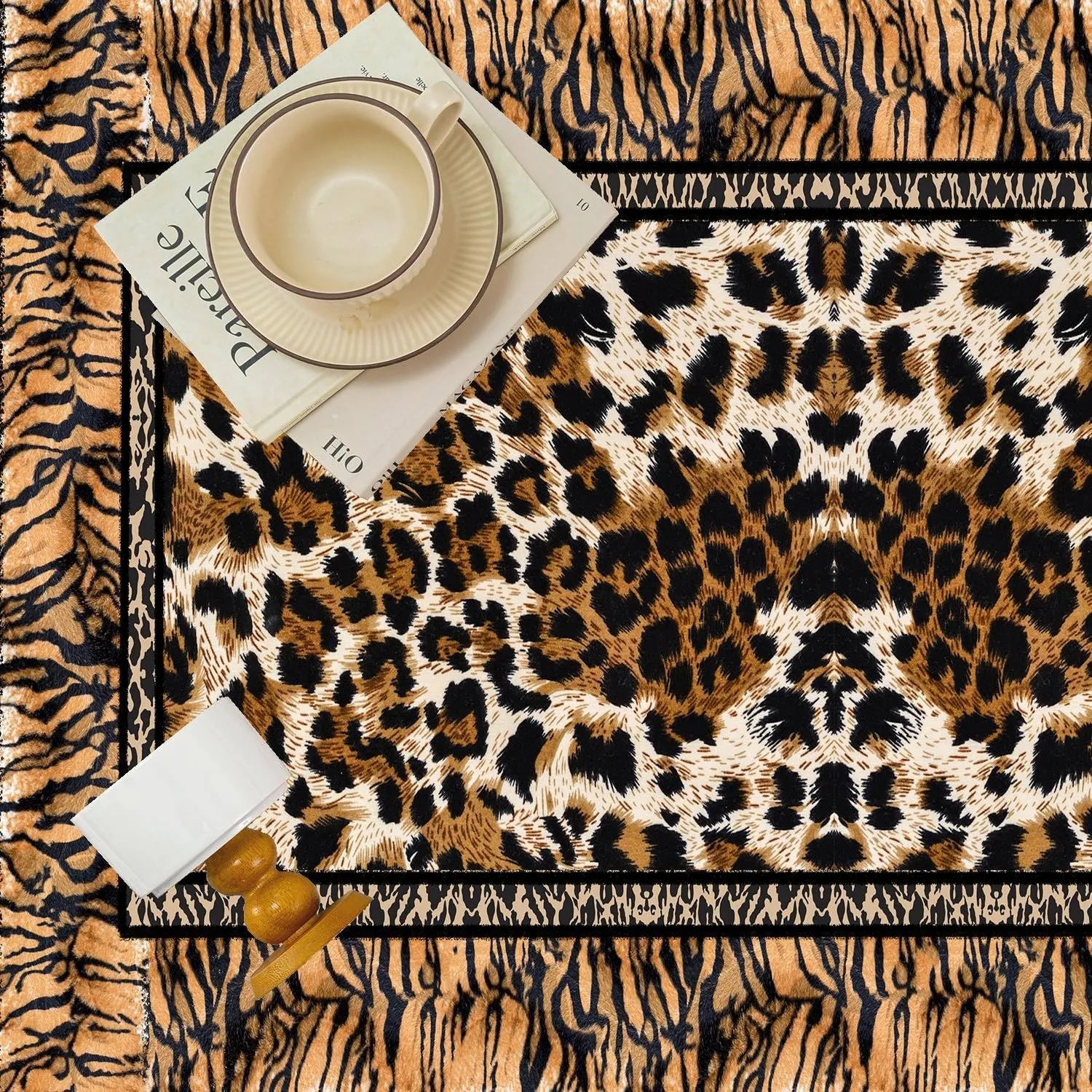 Indoor Boho Runner Rug 2x6ft Washable Animal Area Rugs Non Slip Ultra Thin Leopard Tiger Stripes Printed Rug Home Décor for Entryway Bedroom Hallway Kitchen Living Room Runner