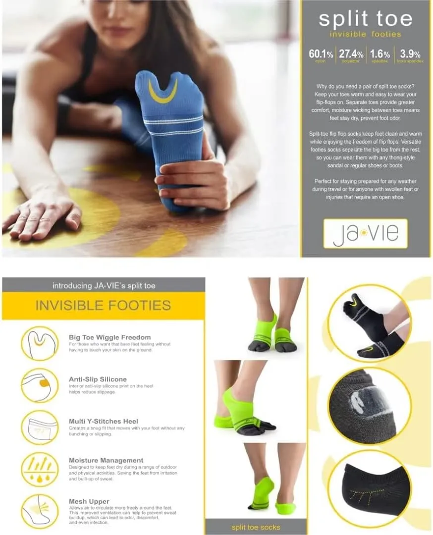 JAVIE Comfy Tabi Socks Split Toe Breathable Japanese Flip Flop Socks for Men & Women