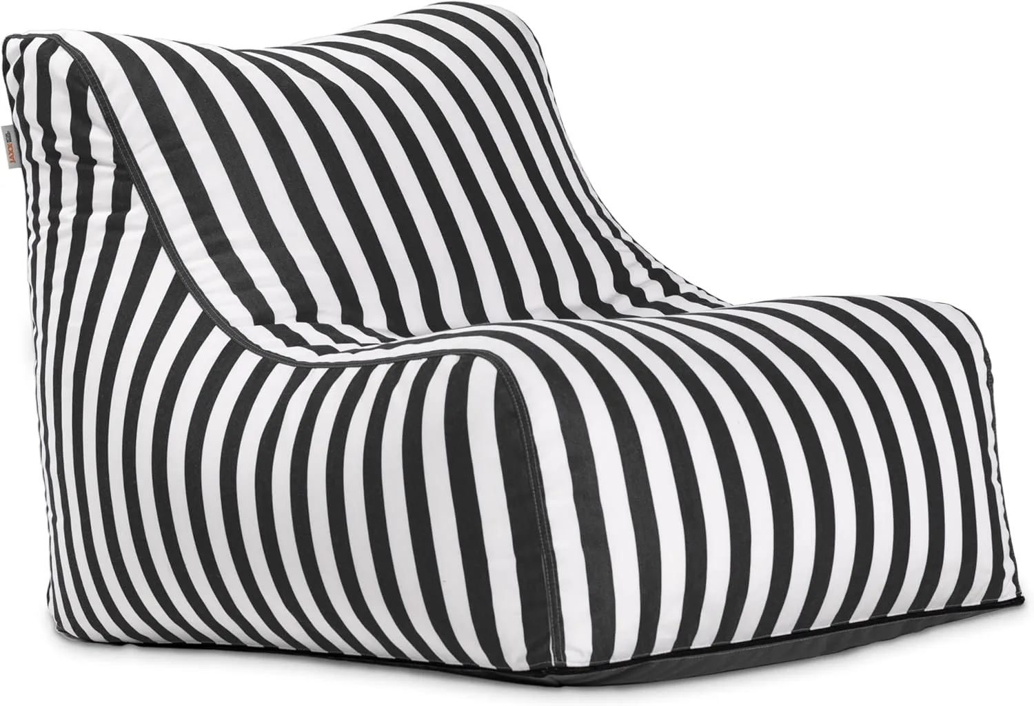 Jaxx Ponce Outdoor Bean Bag Chair - Weather Resistant Patio and Poolside Lounge Seating, Black & White Stripes