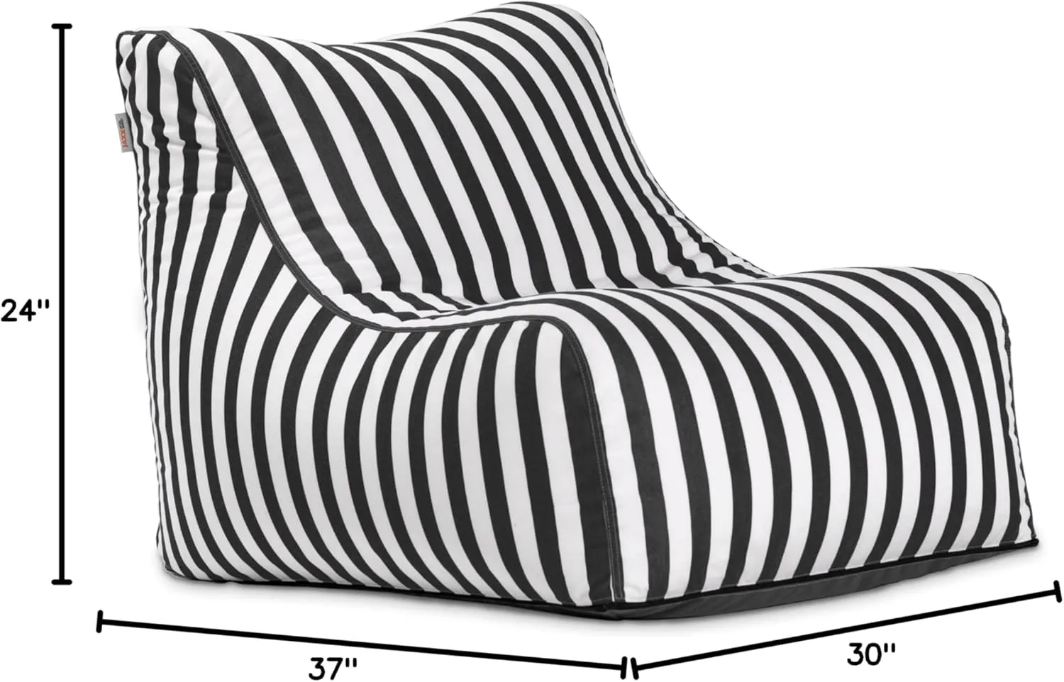 Jaxx Ponce Outdoor Bean Bag Chair - Weather Resistant Patio and Poolside Lounge Seating, Black & White Stripes