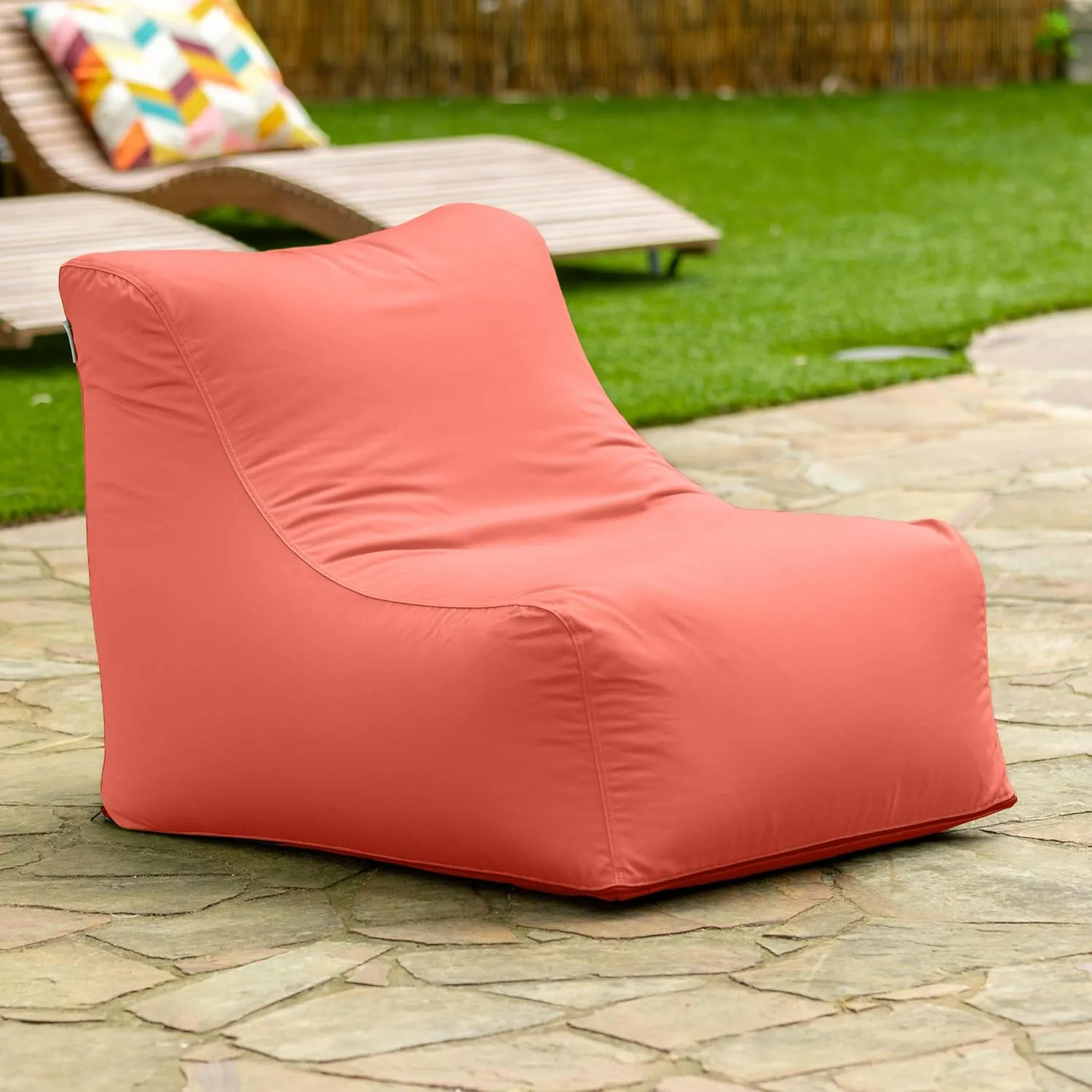 Jaxx Ponce Outdoor Bean Bag Chair - Weather Resistant Patio and Poolside Lounge Seating, Flamingo