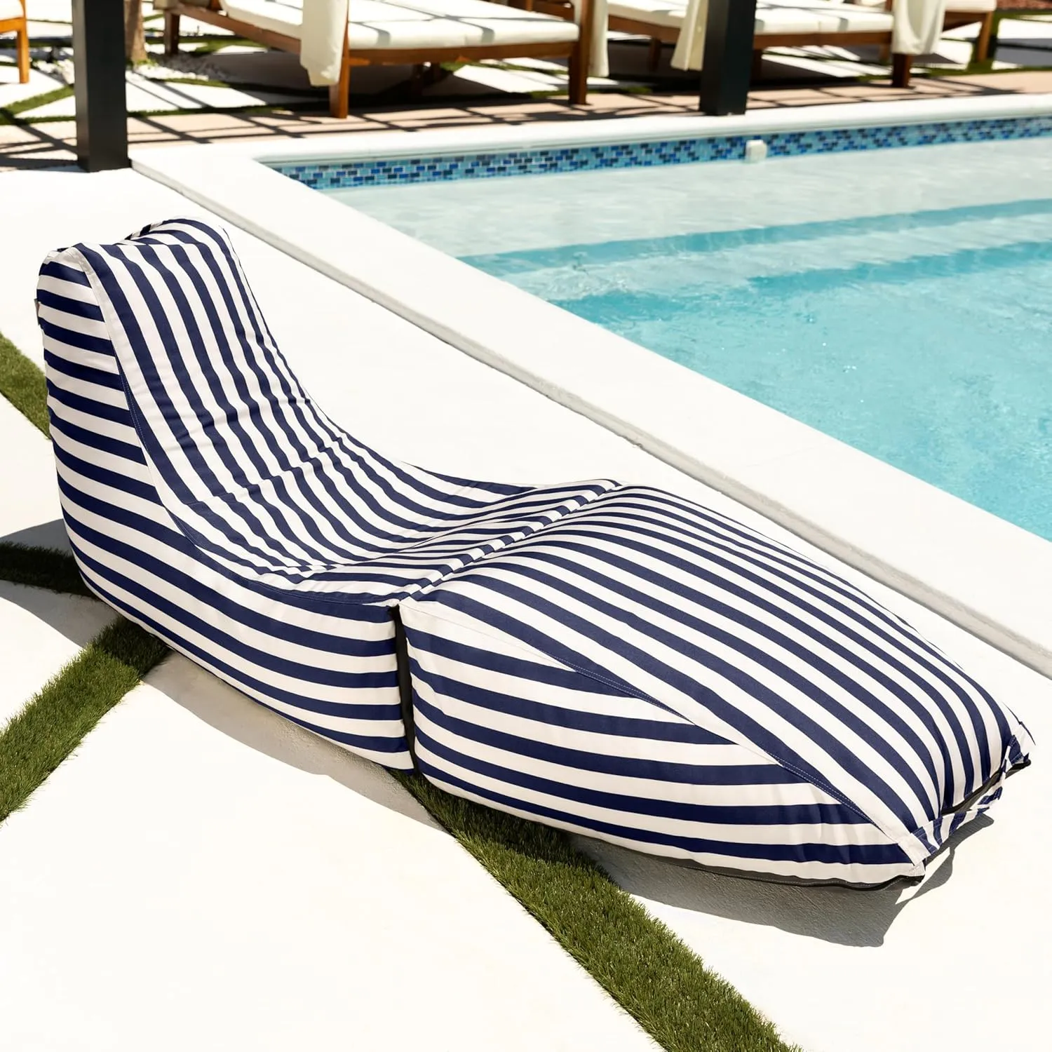 Jaxx Prado Outdoor Chaise Lounge, Navy Stripes