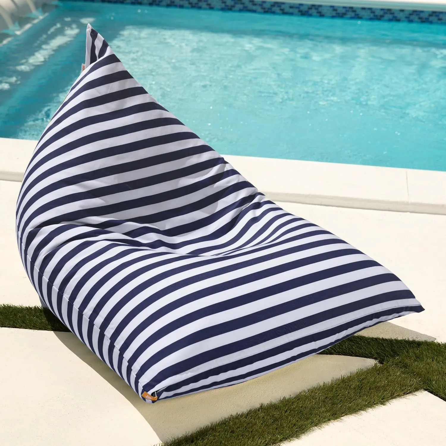 Jaxx Twist Outdoor bean bag chair, Navy Strips
