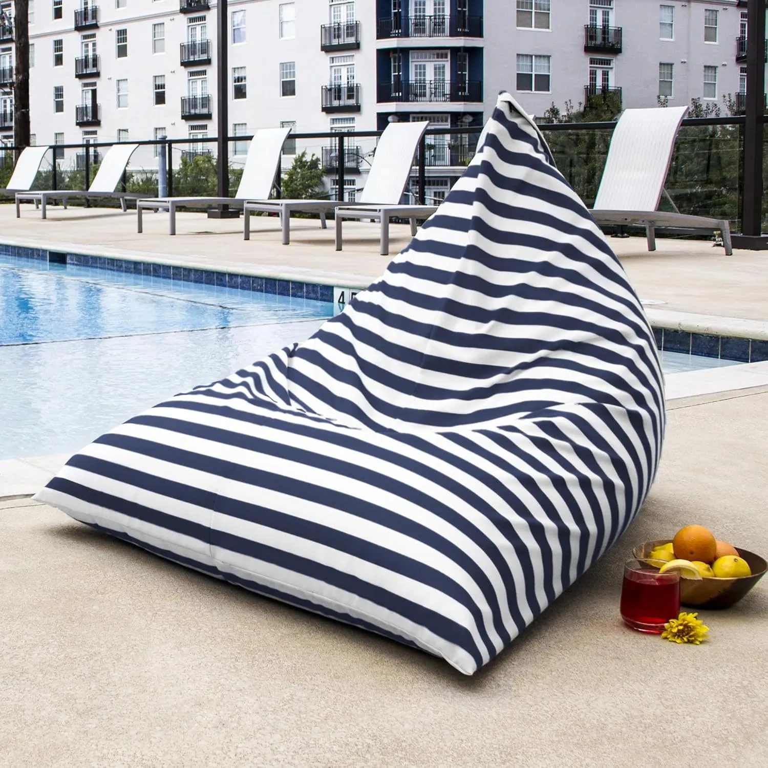 Jaxx Twist Outdoor bean bag chair, Navy Strips