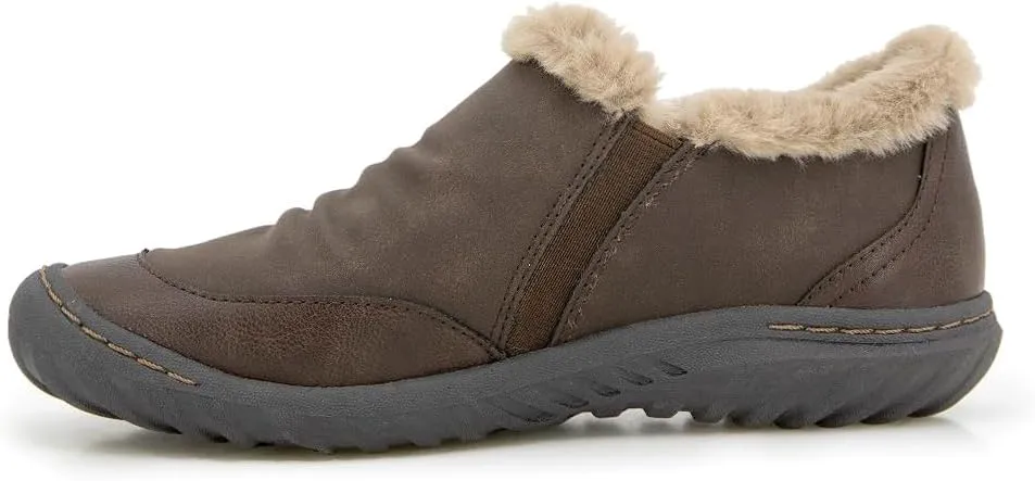 JBU Women's Heather Faux Fur Collar Fashion Comfort Casual Slip On Shoe