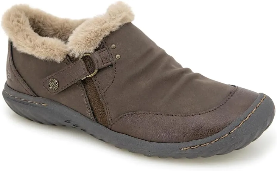 JBU Women's Heather Faux Fur Collar Fashion Comfort Casual Slip On Shoe