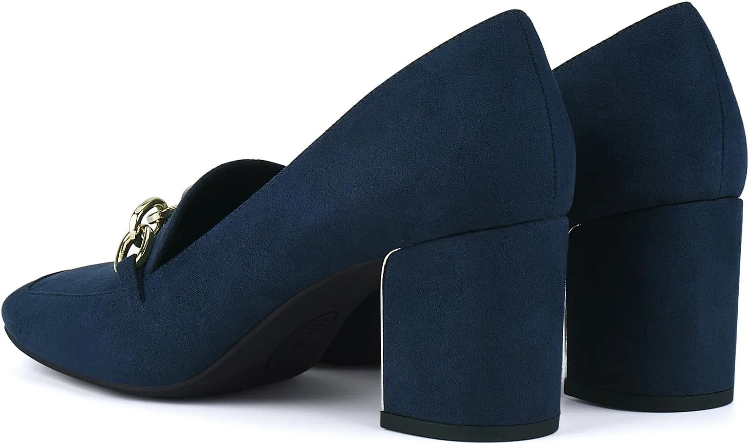 JENN ARDOR Heeled Loafers for Women Block Heel Loafers Comfortable Square Toe Chunky Pumps for Women Work Heels Office Shoes Ladies Professional Classy Dressy Shoes with Chain