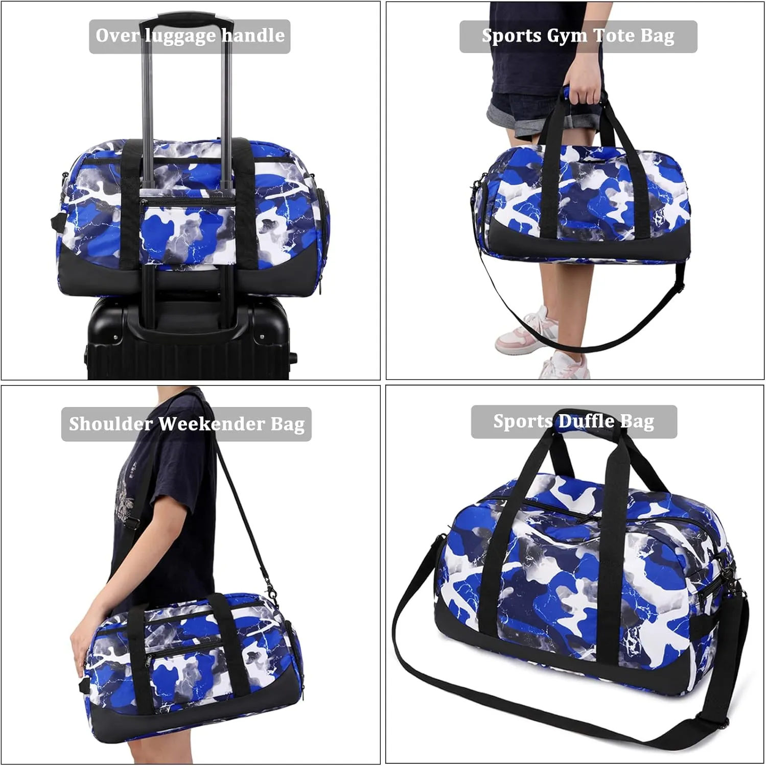 JIANYA Kids Overnight Duffle Bag Boys Sports Gym Bag with Shoe Compartment & Wet Pocket, Carry On Sleepover Bag Athletic Bag