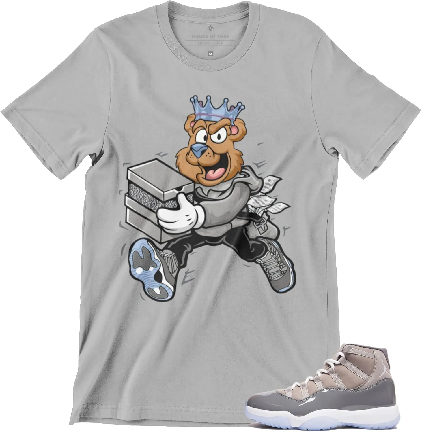 Jordan 11 Cool Grey Men's T Shirt to Match Sneakers, Urban Clothing Graphic Tee to Match Back to Jordan 11s