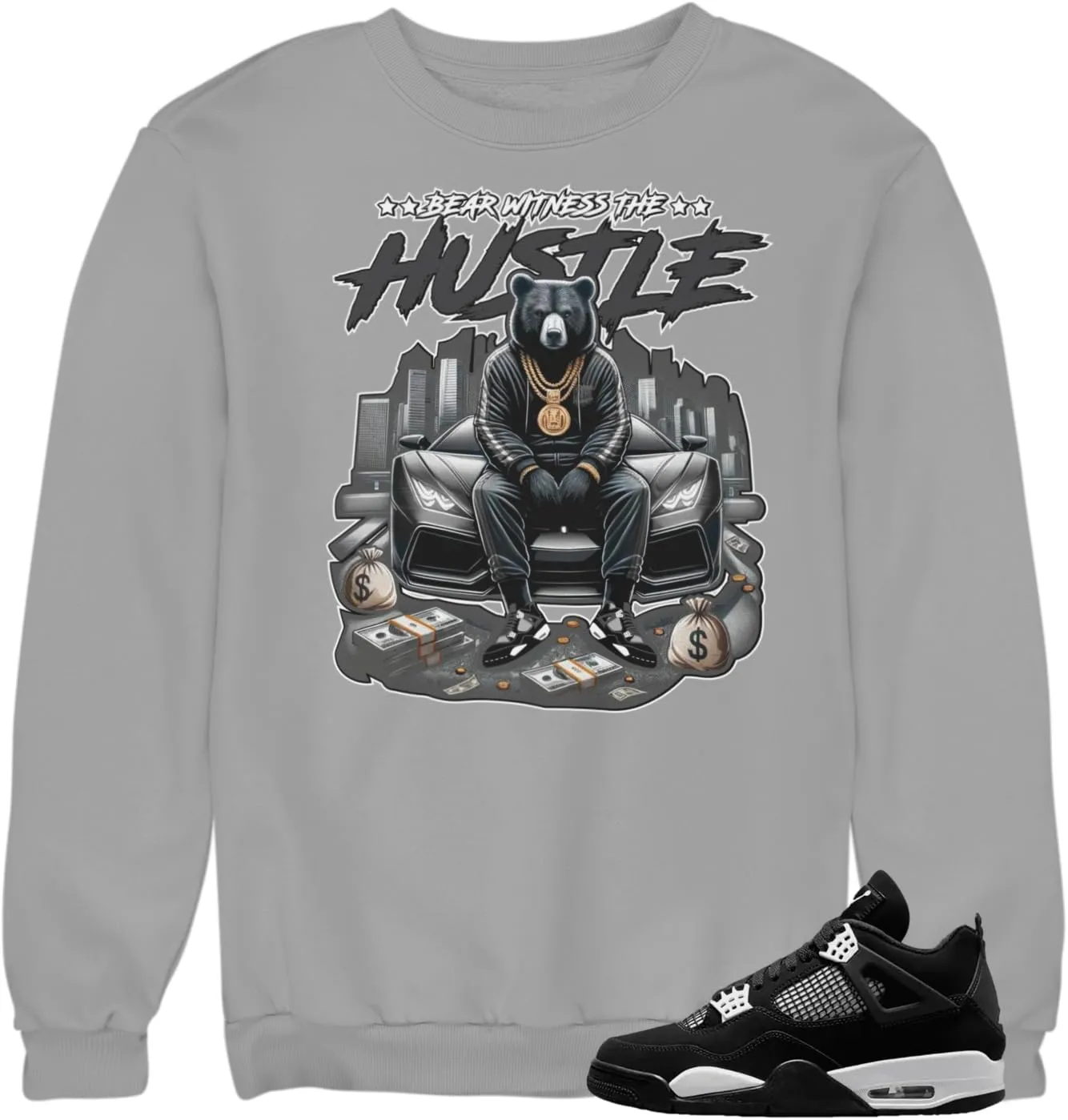 Jordan 4 White Thunder Men's T Sweatshirt To Match Sneakers