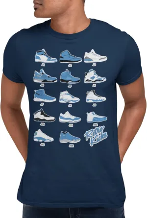 Jordan Retro Sneakers University Blue Image T Shirt to Match, Tee to Match Jordans 1 2 3 4 5 6 11 12 13
