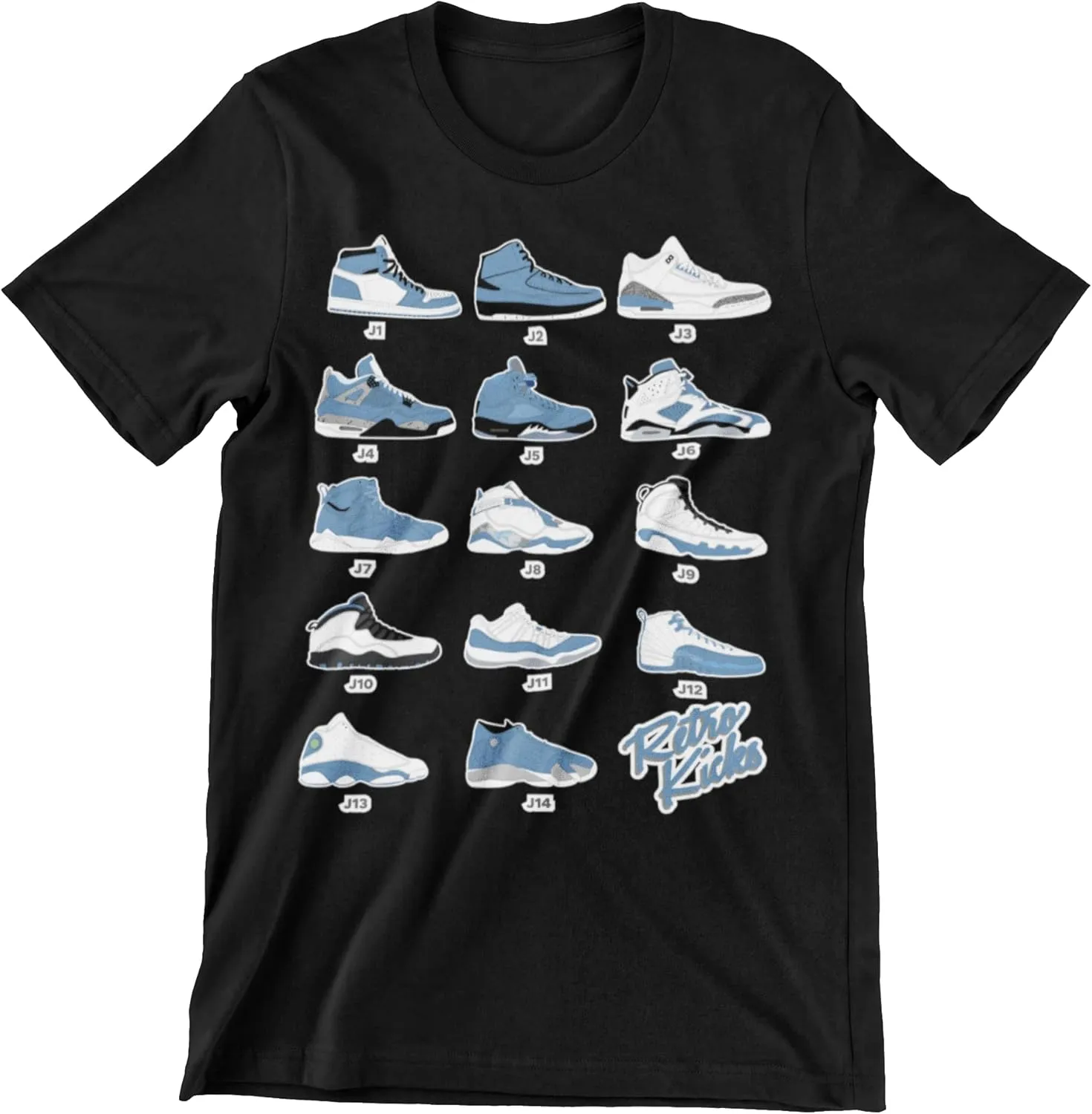 Jordan Retro Sneakers University Blue Image T Shirt to Match, Tee to Match Jordans 1 2 3 4 5 6 11 12 13