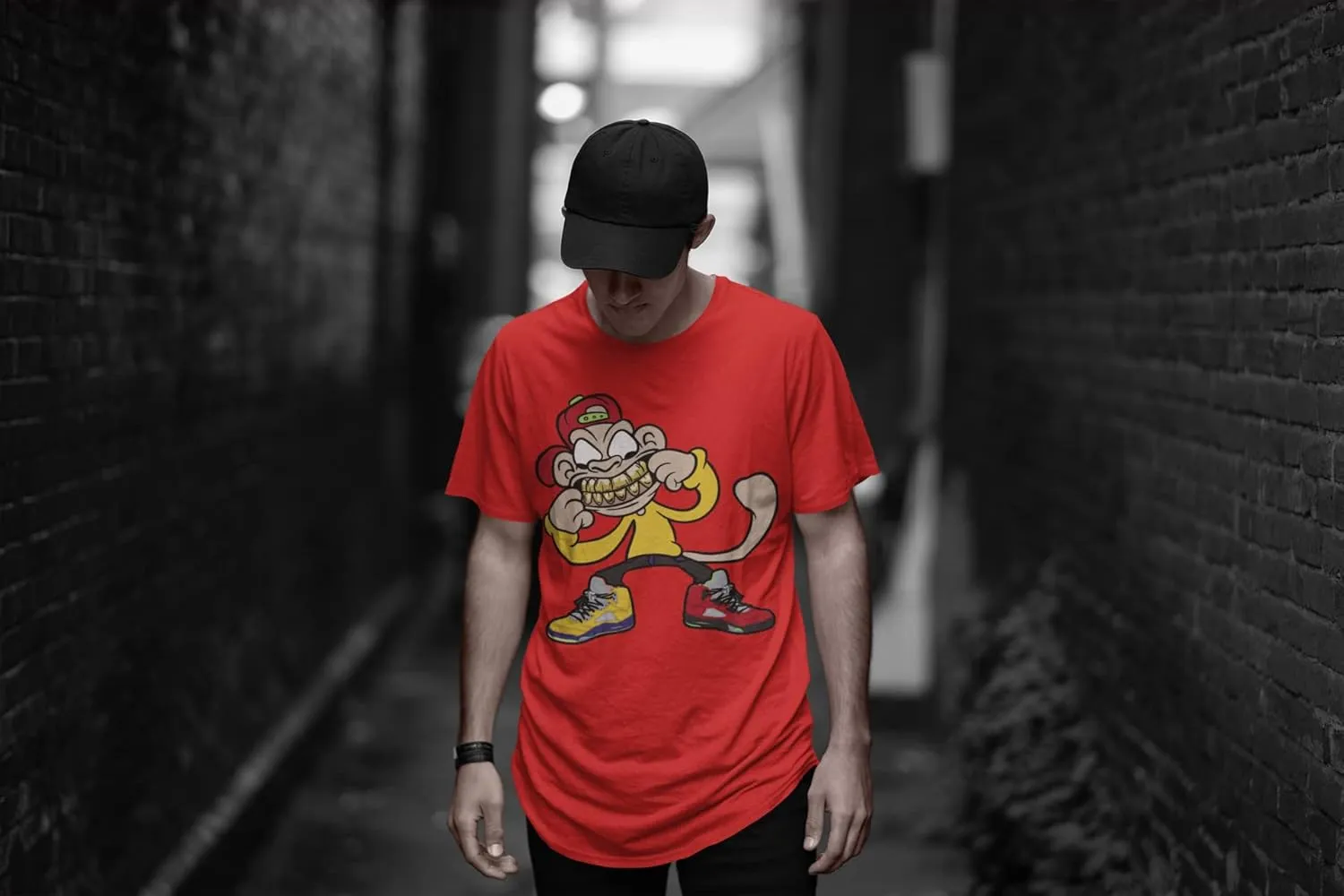 Jordan What The 5 Monkey Man Grill Men's Matching The Sneaker Urban Clothing T Shirt Small