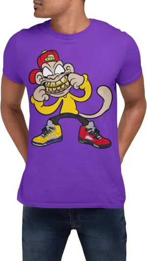 Jordan What The 5 Monkey Man Grill Men's Matching The Sneaker Urban Clothing T Shirt Small