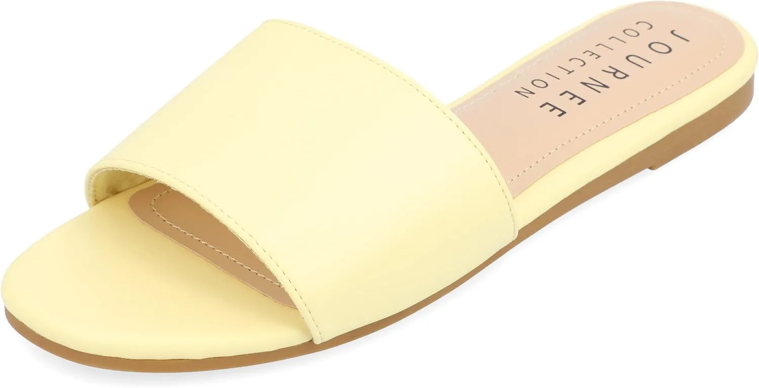 Journee Womens Kolinna Tru Comfort Foam Slip On Flat Sandals